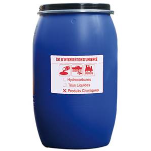 Kit antipollution produits chimiques en fût P.E - 238 litres